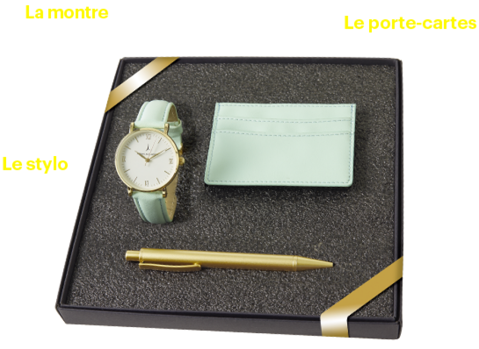 Le coffret Fête des Mères : La montre + Le porte-cartes + Le stylo