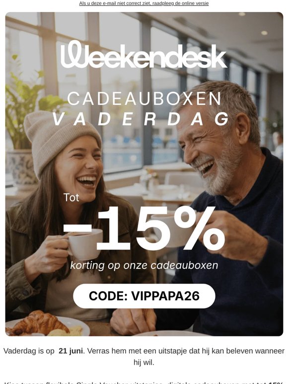Extra 15% korting op cadeauboxen voor Vaderdag