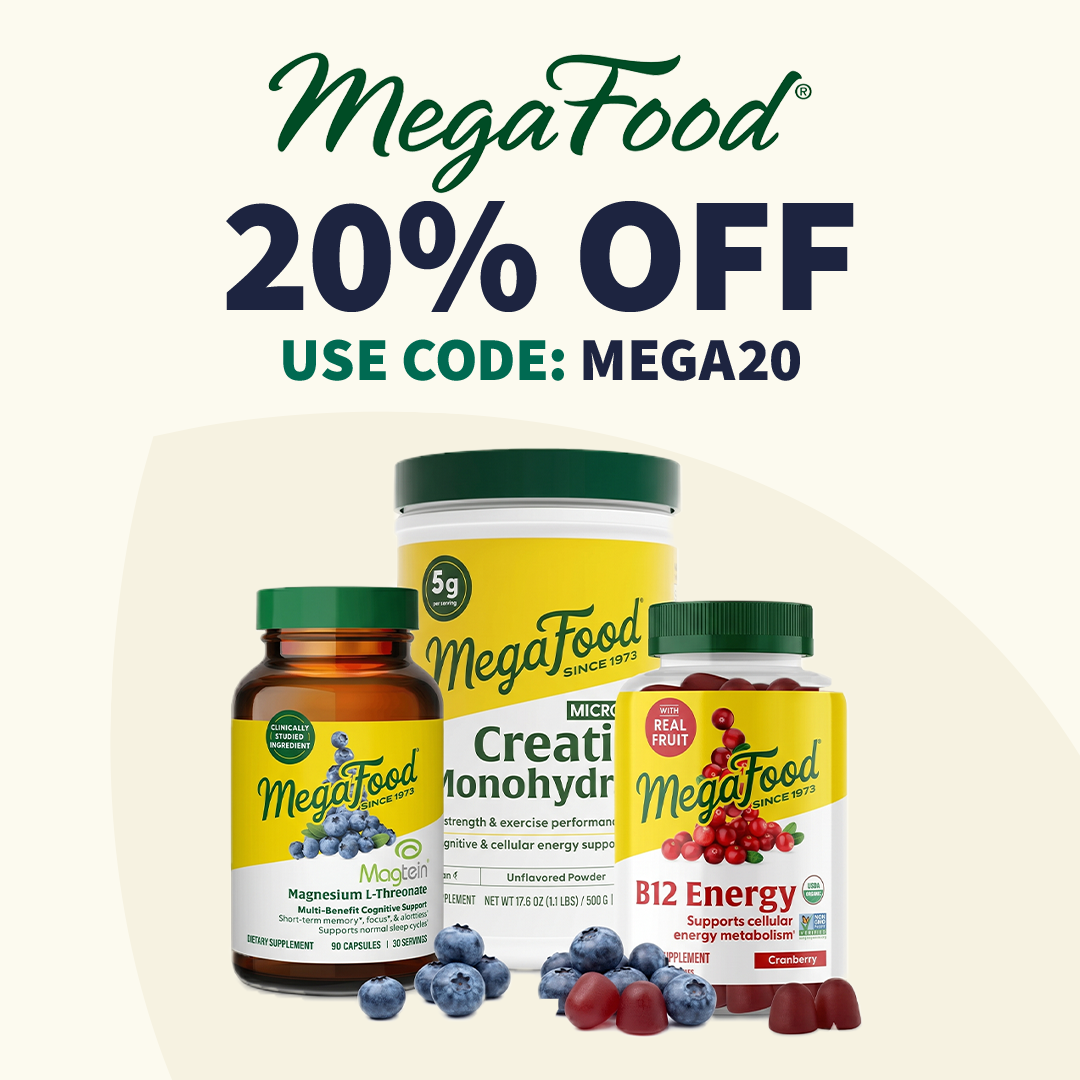 MegaFood supplements with 20% OFF select items. Use Code: MEGA20