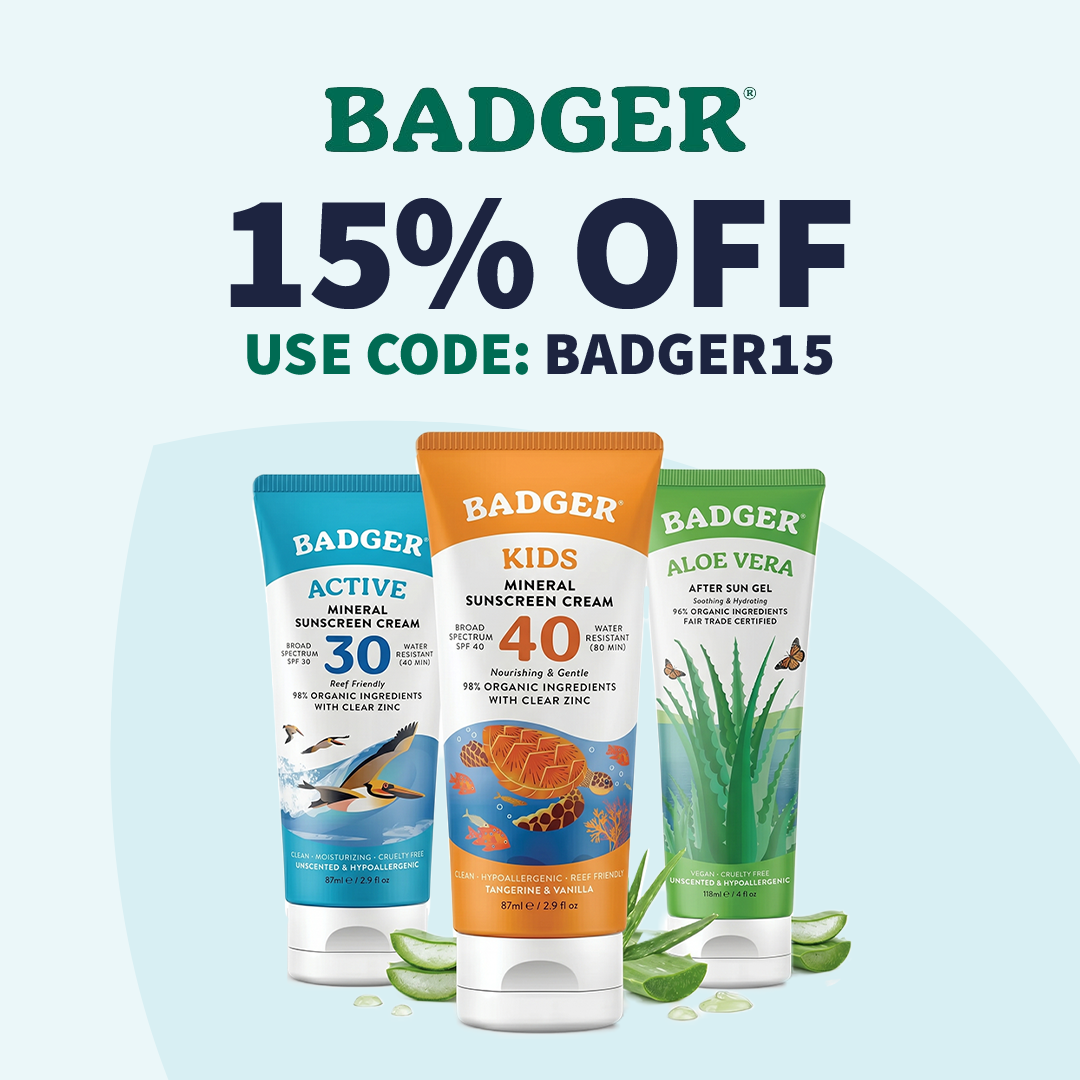 Badger products with 15% OFF. Use Code: BADGER15