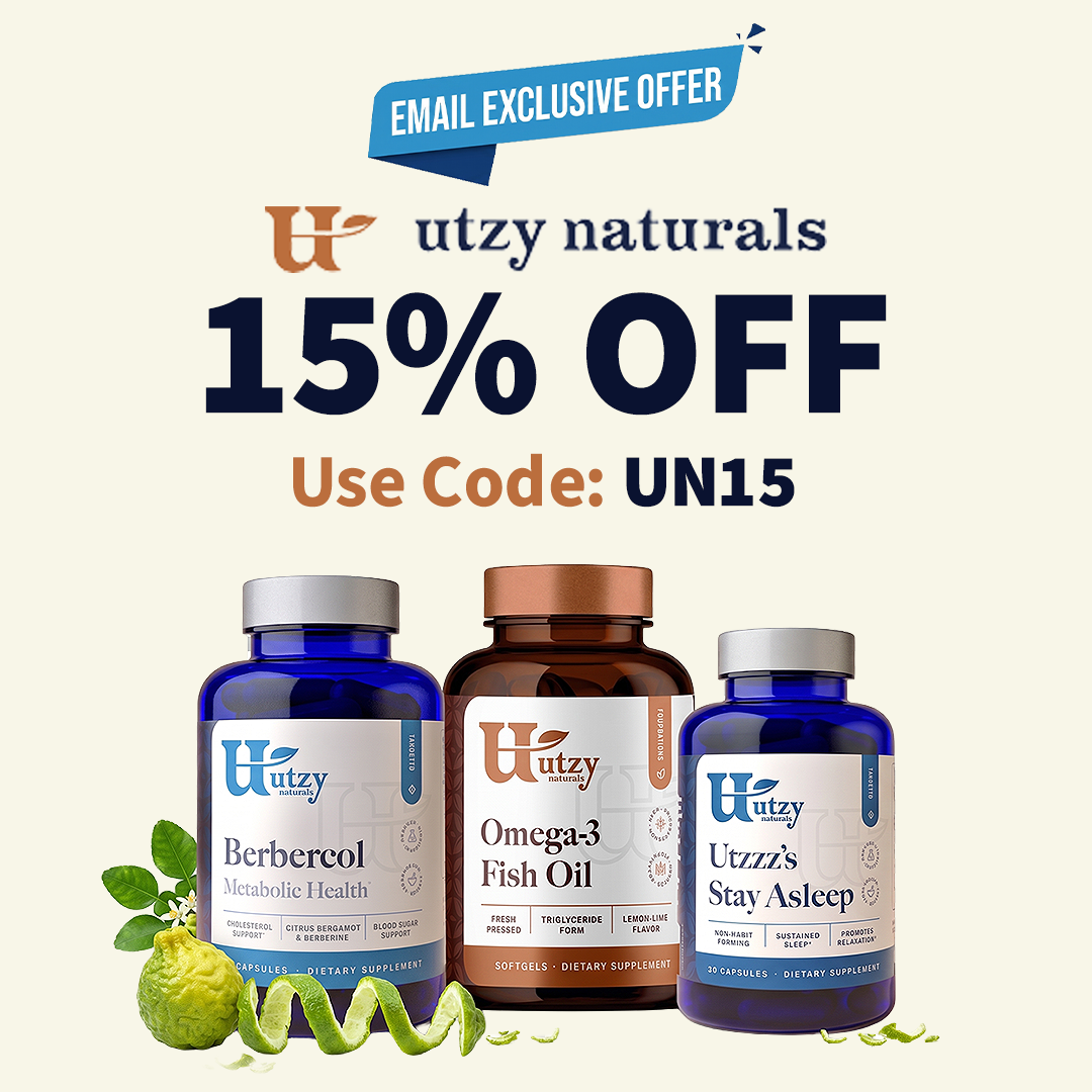 Utzy Naturals supplements with 15% OFF. Use Code: UN15