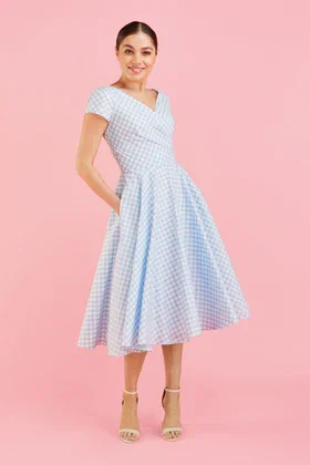 Hourglass Gingham Cotton Swing Dress