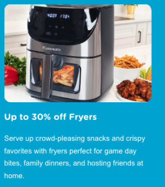 Up to 30% off fryers