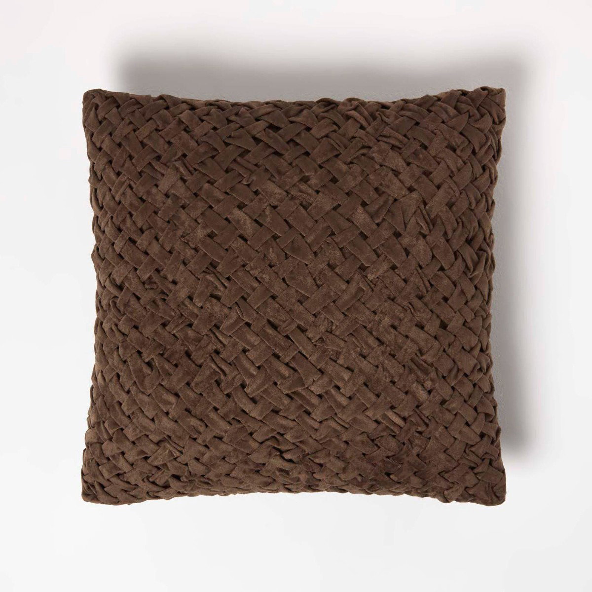Image of Sofia Pleated Brown Velvet Cushion