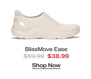A side view of the BlissMove Knit Ease Slip-On in parchment which was $59.99 and is now $38.99 for a limited time. Shop Now.