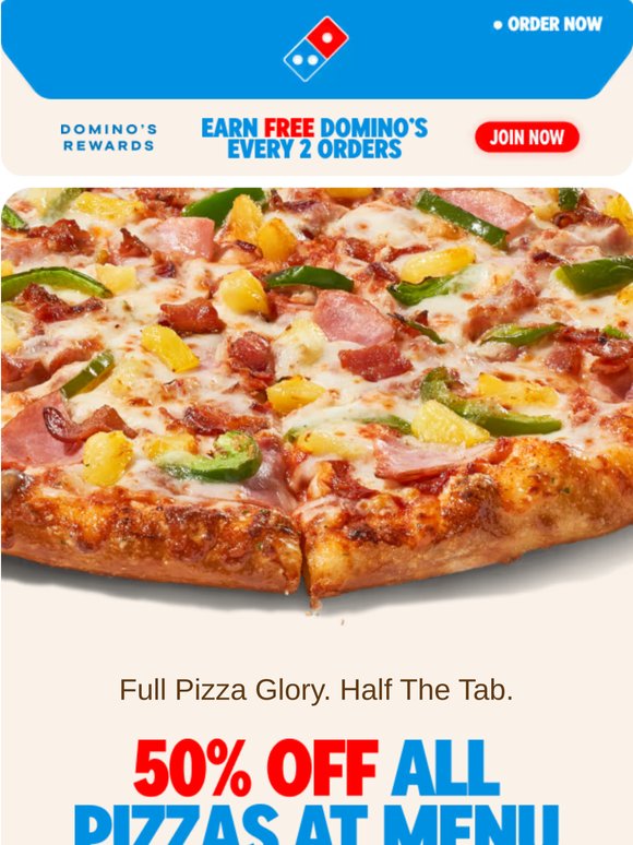Friendly reminder: 50% OFF pizza 🙌