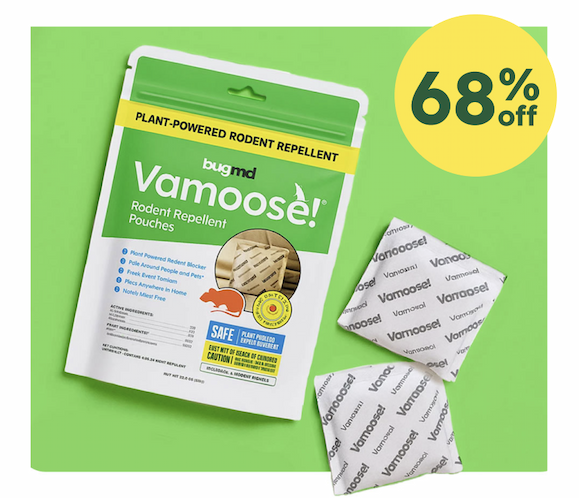 an image of a bag of vamoose next to a bottle of essential oils