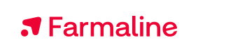 Rood Farmaline-logo op een witte achtergrond.