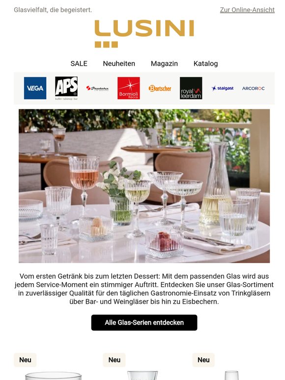 Neue Gläser für unvergessliche Genussmomente Ihrer Gäste