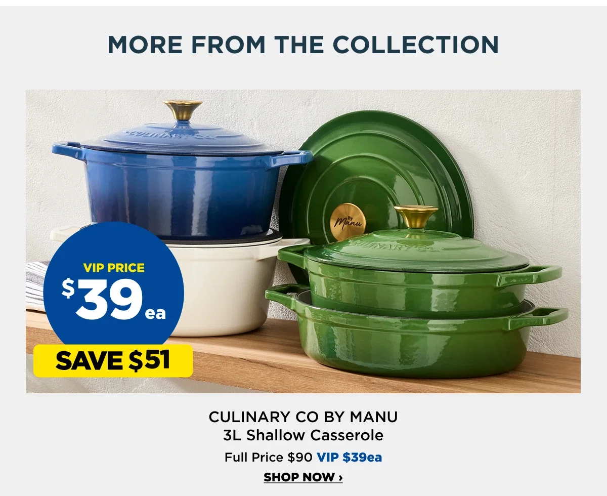 Culinary Co by Manu 3L Shallow Casserole