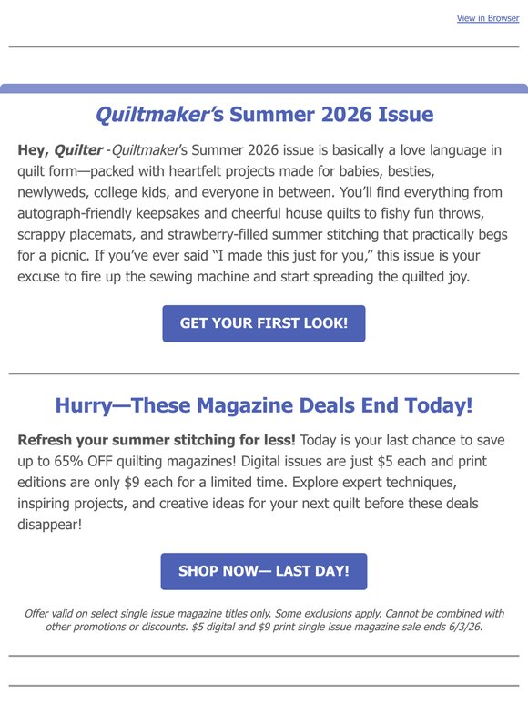 Sew, Gift & Celebrate All Summer Long