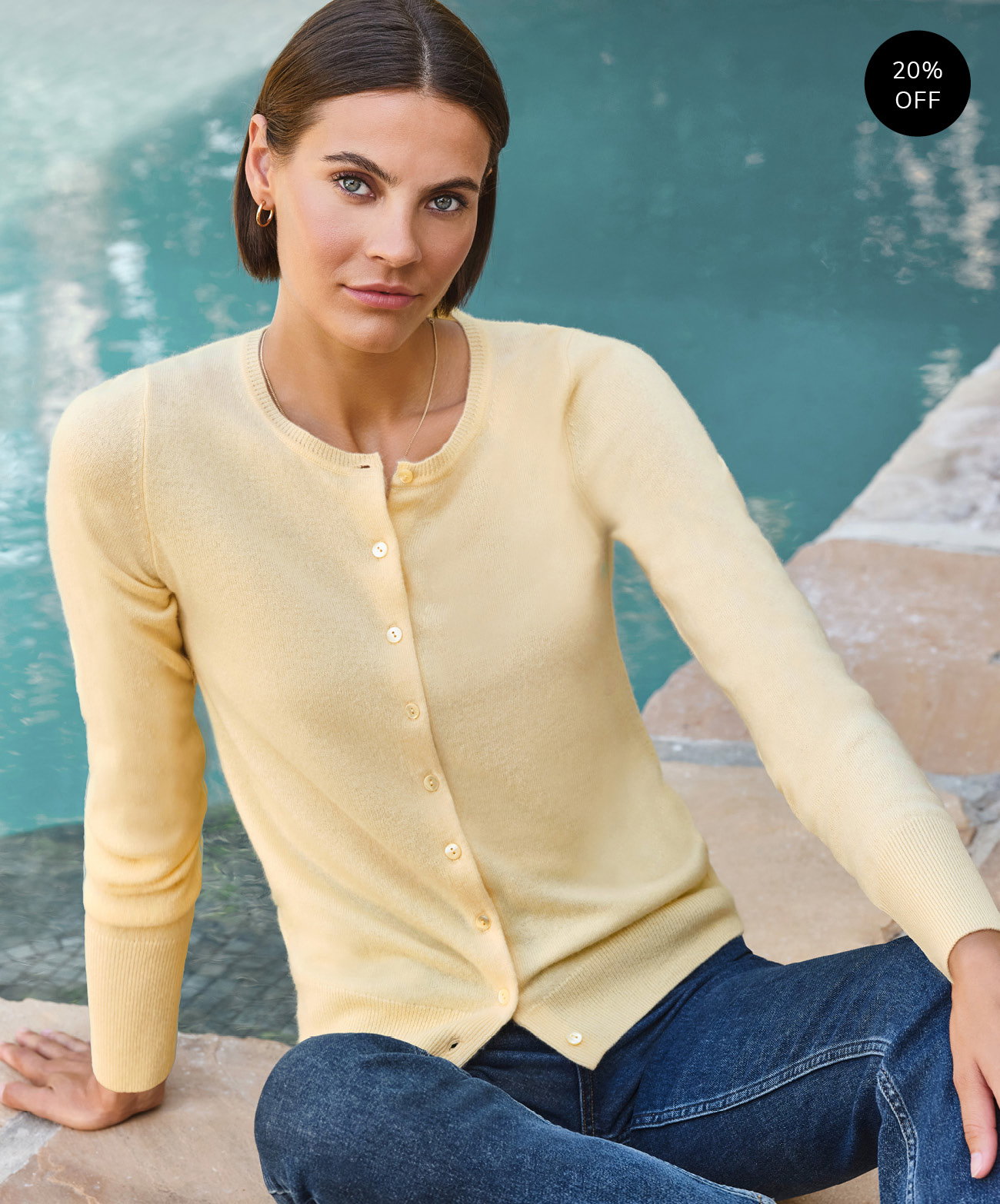 Cashmere Crew Neck Cardigan