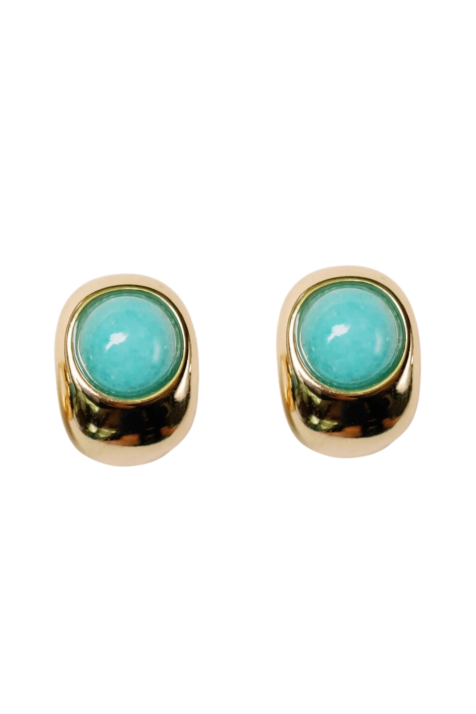 Image of Huggie Mini Hoop Earrings, Turquoise