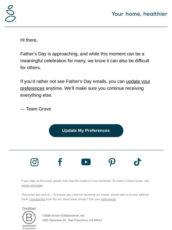 Not interested in Father’s Day emails?
