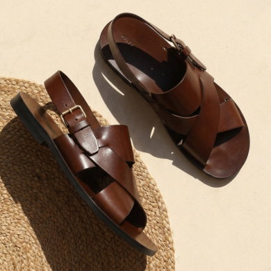Sandales cuir marron