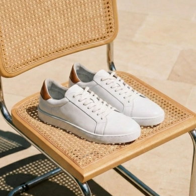 Tennis lacet cuir blanc