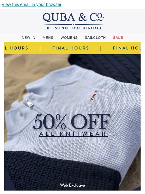 FINAL HOURS | 50% OFF All Knitwear