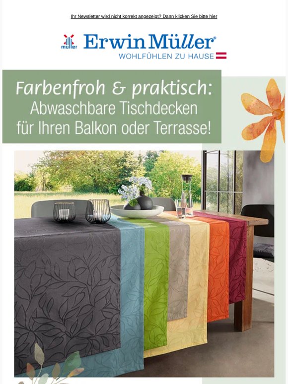 Abwaschbare Tischdecken für drinnen und draußen!