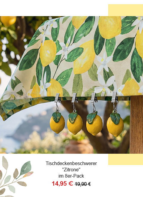 Tischdeckenbeschwerer "Zitrone" im 8er-Pack 14,95€! 