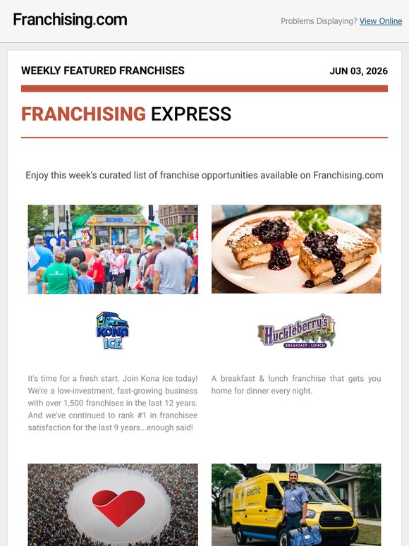 Franchising.com: Weekly Featured Franchises - June 3rd, 2026