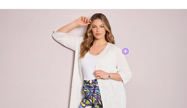 Longjacke, Rippjersey, offene Form, V-Ausschnitt
