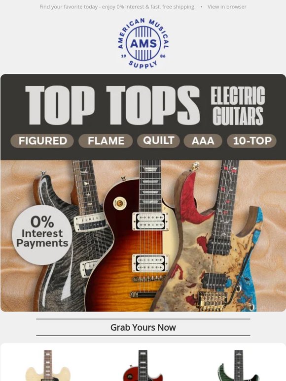 Gorgeous Guitar Tops - Quilt, Flame & More, in Stock Now