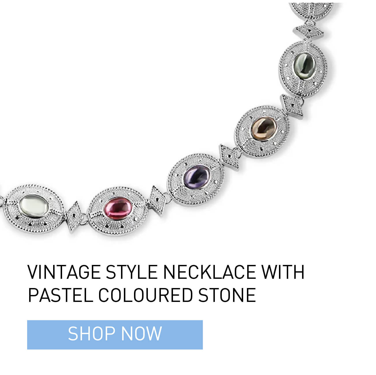 Vintage Style Necklace with Pastel Coloured Stone