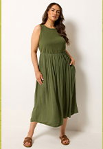 YOURS Curve Khaki Green Textured Contrast Maxi Dress