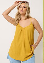 YOURS Curve Yellow Gathered Swing Vest Top