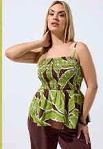 LIMITED COLLECTION Curve Green Palm Leaf Vest Top