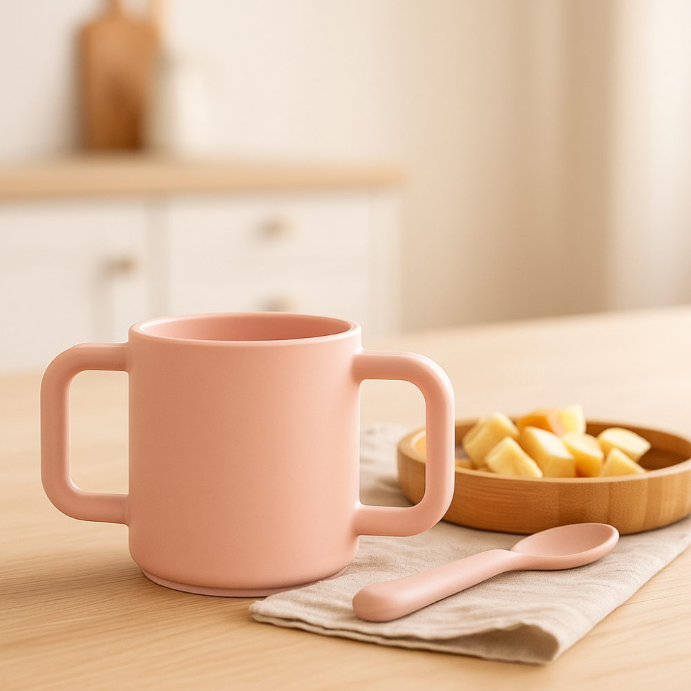 Image of Filiokus Silikon kopp med håndtak, Dark pink
