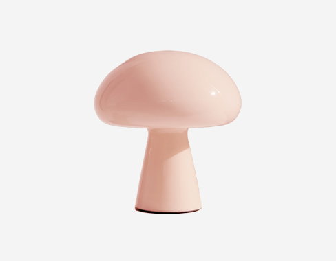 Lámpara de mesa recargable LED Gubi Obello, rosa empolvado, IP44, cristal