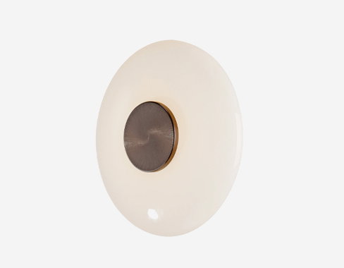 PURE aplique de pared LED Vitrum, marrón/opal cristal/aluminio Ø 22 cm