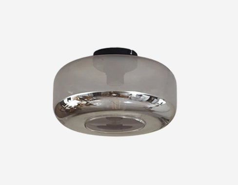 Lindby Plafon Hildur, Ø 28,5 cm, gris humo, cristal