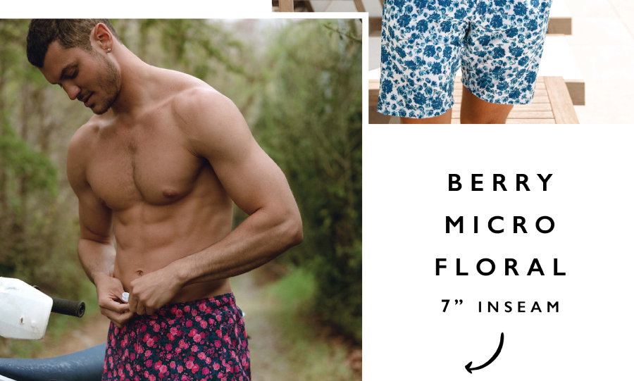 berry micro floral - 7 inch inseam