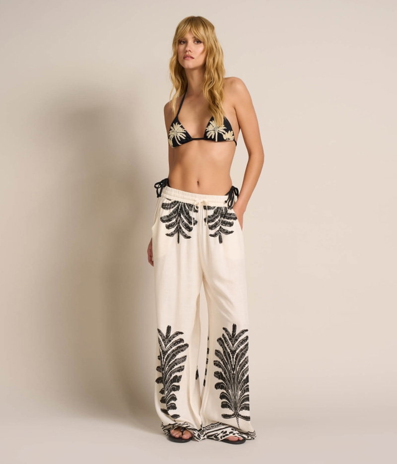 Pantalone Wide Leg Con Coulisse Stampato