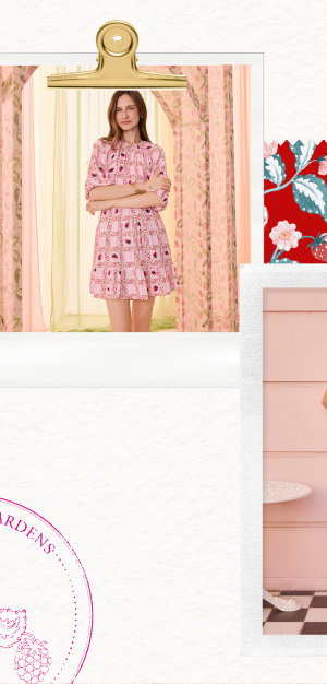 Cath Kidston Pink Strawberry Check Mini Dress