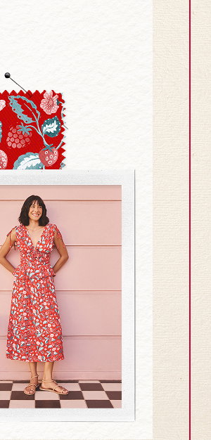 Cath Kidston Red Shirred Midi Dress