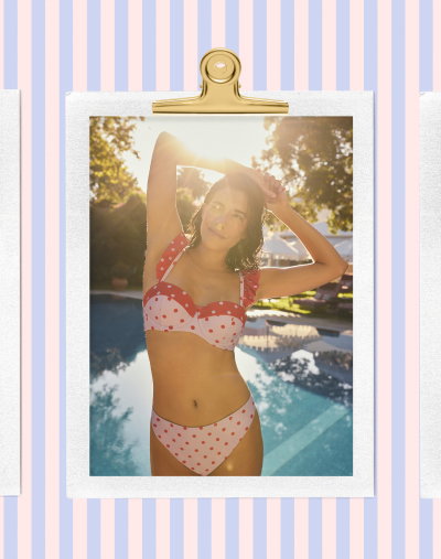 Cath Kidston Purple Polka Dot Frill Trim Bikini Top