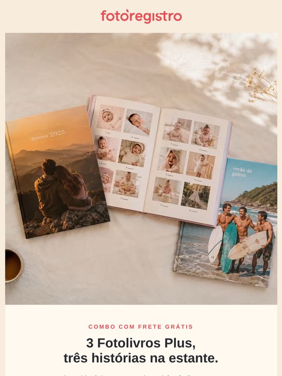 📚 3 fotolivros Plus por R$ 149,90 + frete grátis