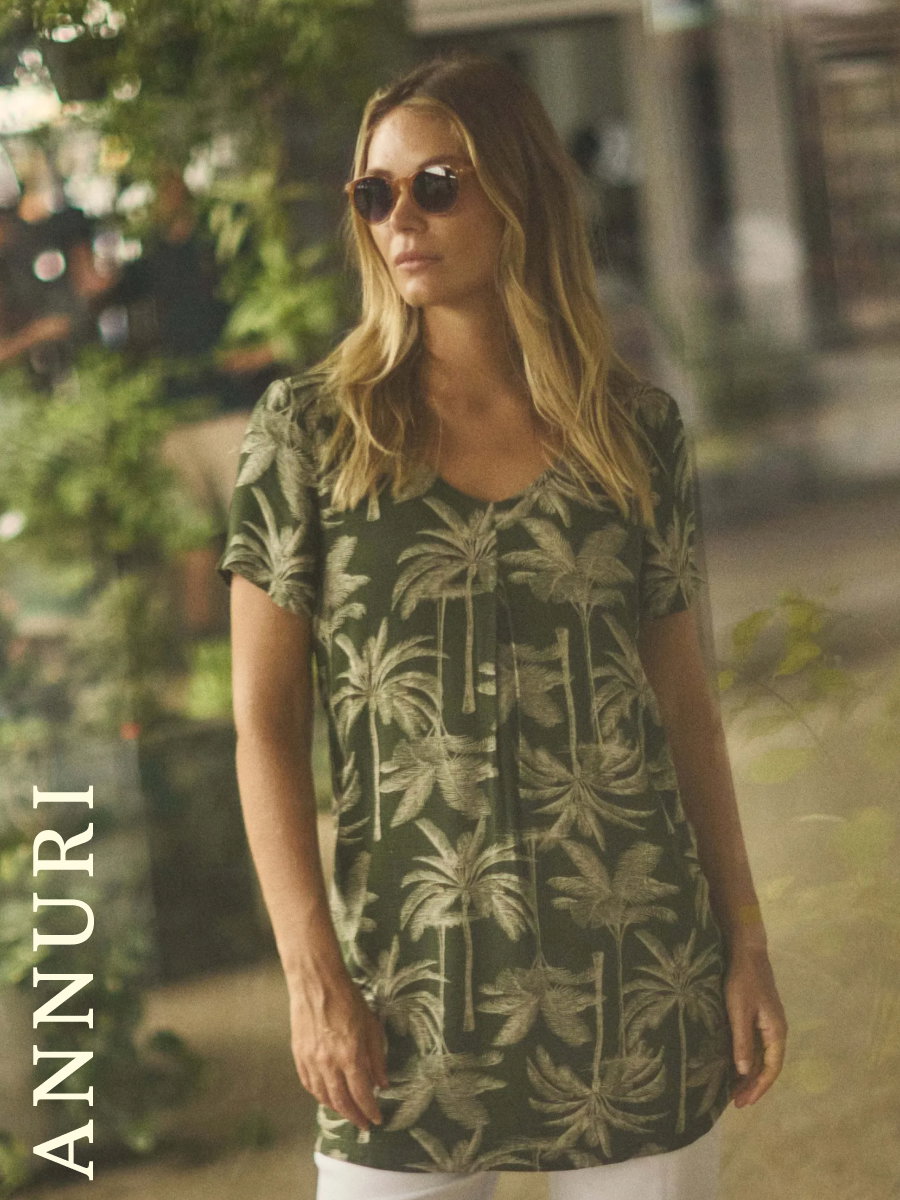 Annuri Lightweight Printed Tunic Ginko Green