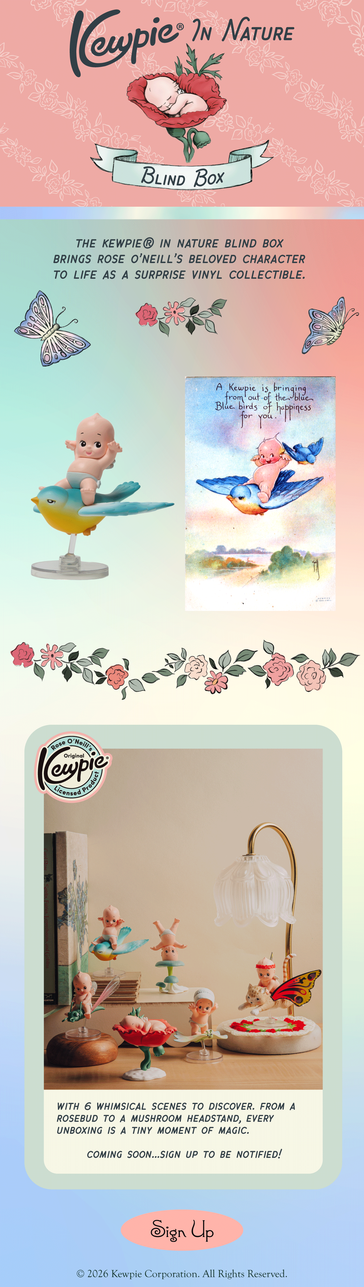 Image featuresKewpie in Nature Blind Box with six variations of the blind box figure