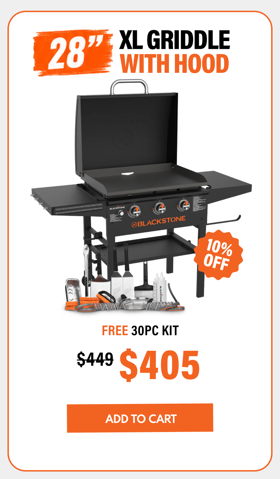 28” XL Griddle With Hood