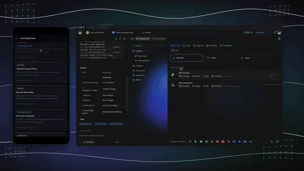 Type what you want and Taskade generates the full workflow: steps, agents, and the data it works from