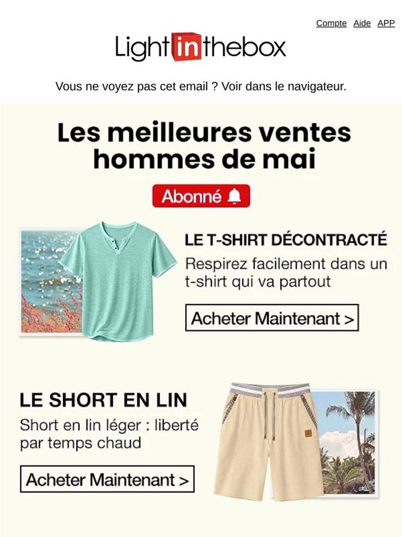 Les meilleures ventes de mai pour hommes sont ici