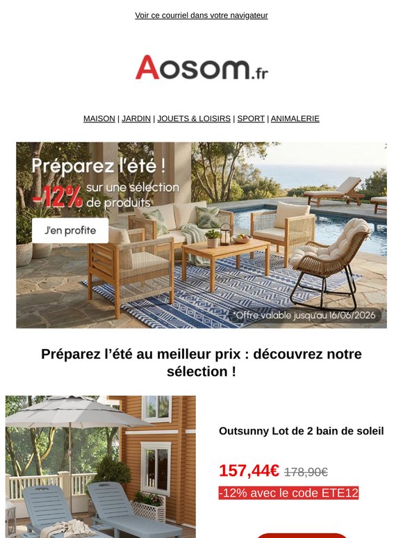 🎉 AOSOM DAY : Jusqu'à -30% + 15% de remise immédiate !