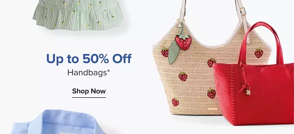 Up to 50% off shoes and handbags. Shop now. Two different styles of handbags.