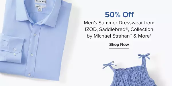 Up to 50% off mens summer dresswear from IZOD, Saddlebred, Collection by Michael Strahan and more. Shop now. A folded blue button down shirt.