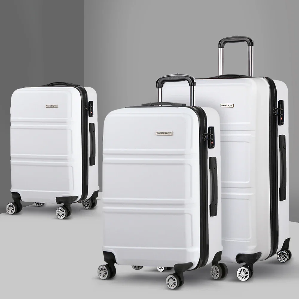 20" 24" 28" Luggage with TSA Lock Spinner Travel Suitcase Carry On Hard Shell Luggage Case White