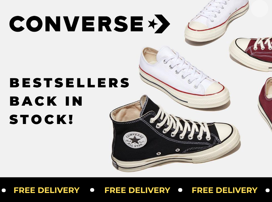 CONVERSE BESTSELLERS BACK IN STOCK! +FREE DELIVERY CODE:FREEDEL